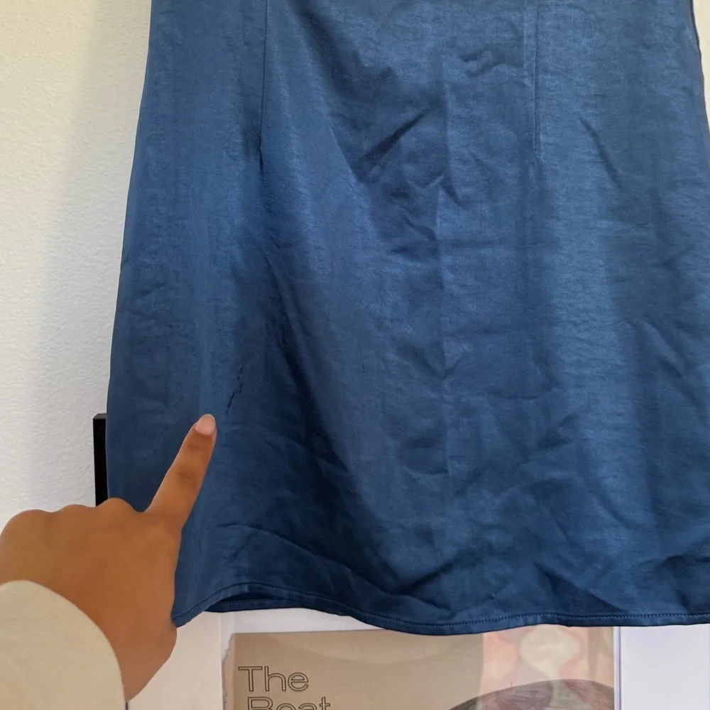 NWT More to come Elegant Blue Satin Dress - Picture 5 of 6